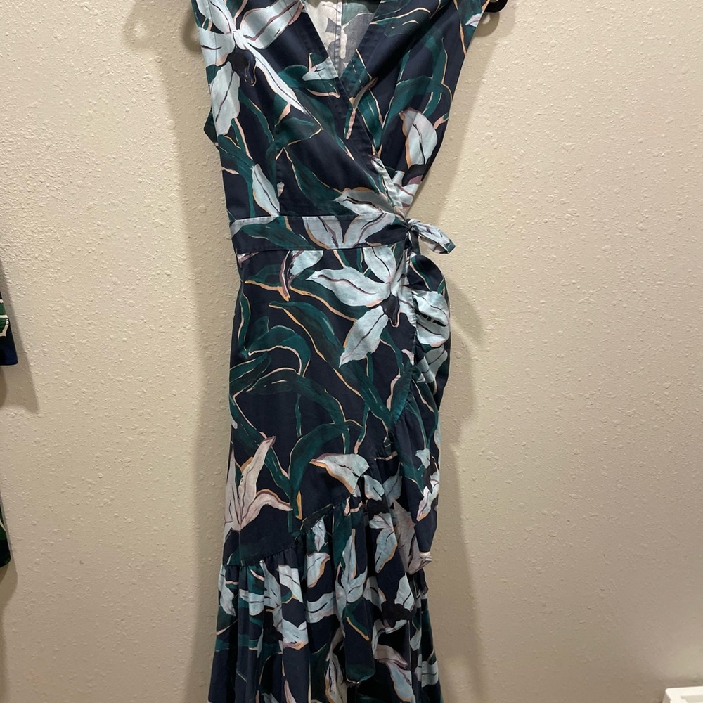 Tory Burch Asymmetrical Dress in Green and White